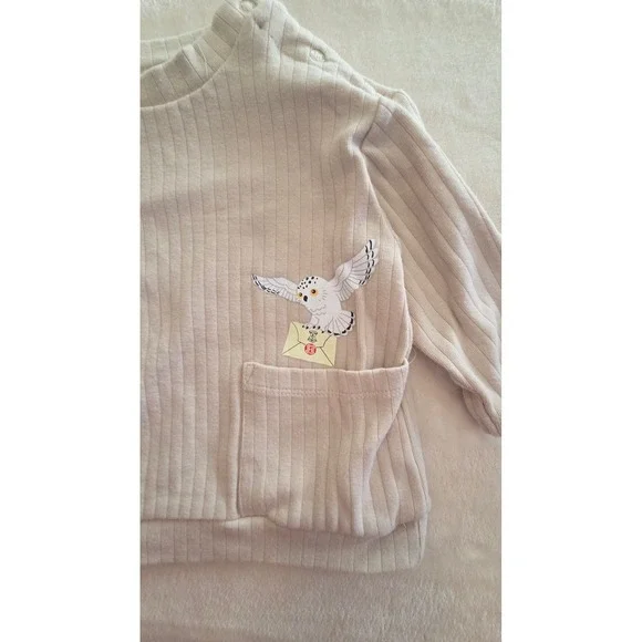 Harry Potter Baby Sweatshirt 3-6M Hedwig Hogwarts Pocket Graphic Wizarding World - Picture 3 of 6